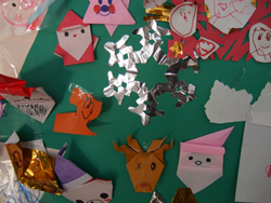 origami Santa Claus and reindeer