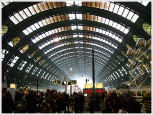 A morning rush hour at Milan Centrale Station